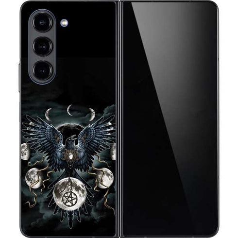 Crow and Moon Phases by Sarah Richter Galaxy Z Fold5 5G Skin